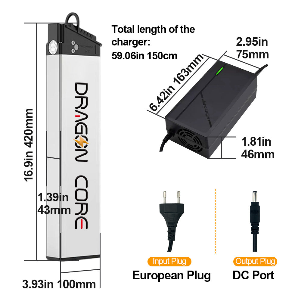 | Dragon core | 48v Ebike Battery Folding e-bike Battereies 48v 13Ah for Battery Built-in Electric Bike batteria for 350w-1000w E Bike Foldable e-Bike with Charger BMS (48v 13ah)